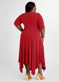 Plus Size Swing Skirt Print Irregular Dress