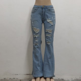 Shredded Stretch Slim Fit Flare Jeans
