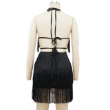 2022 popular nightclub bandage tassel bag hip skirt tube top backless dress