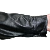 spring and autumn motorcycle clothing leather trench coat