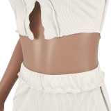 V-neck sleeveless slit skirt two-piece set