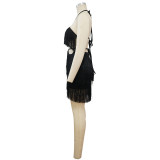 2022 popular nightclub bandage tassel bag hip skirt tube top backless dress