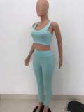 Leisure Sports Solid Color Yoga Two-piece Set