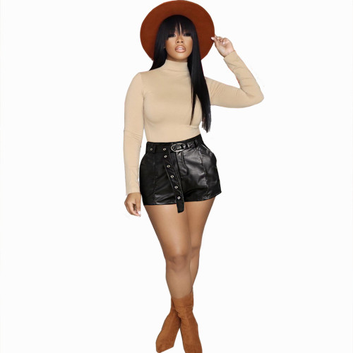 Casual Leather Pants Shorts (with Belt)