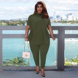 Casual Solid Bat sleeve  two piece set  S-5XL