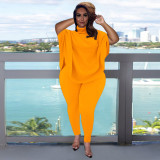 Casual Solid Bat sleeve  two piece set  S-5XL