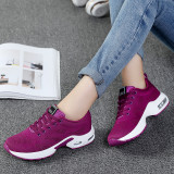 Sports Leisure Flyknit Mesh Breathable Low Top Solid Color Running Shoes