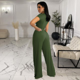 2022 spring and autumn solid color wide-leg short-sleeved two-piece suit