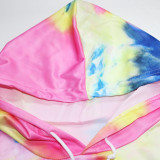 Plus Size Casual Sports Print Tie Dye Hooded Two Piece