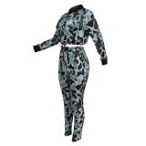 Camouflage Leisure Two Piece Suit