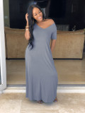 Solid Color Loose Casual Dress  S-4XL