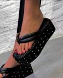 2022 Summer Wedge Heel Platform Flip-Flops Muffin Heel Slippers