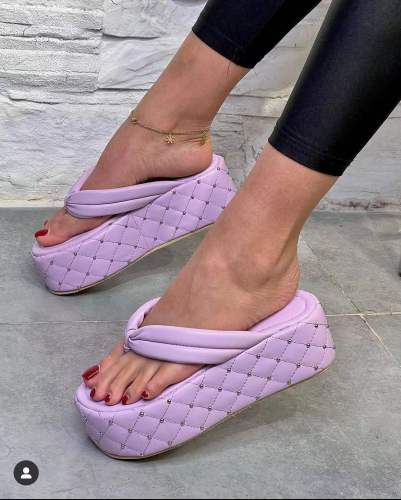 2022 Summer Wedge Heel Platform Flip-Flops Muffin Heel Slippers
