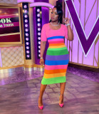 Sexy Slim Rainbow Print Dress