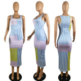 Spring/Summer 2022 Printed Striped Tank Top Dress