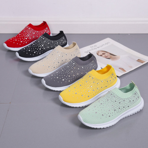 2022 Spring/Summer Flat Mesh Fabric Hot Drill Sneakers  six colors