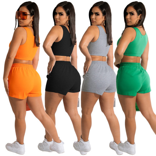 Solid Color Sexy Tight Casual Sports Two Pieces