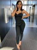 Spring Sexy Low-cut Sling Tight High Waist Hip Leisure Sports JumpsuitSuspender Tight Jumpsuit