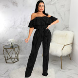 sexy word neck tube top jumpsuit