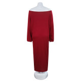 Plus Size Solid Color Straight Neck Loose Shift Dress