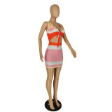 Summer Striped High Stretch Sleeveless Skirt Dress  S-4XL