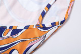Spring/Summer 2022 Printed Backless Suspender Tight Jumpsuit