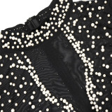 Summer plus size perspective high slit bubble beads short sleeve dress