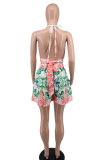 2022 spring and summer sexy printed skirt two-piece set