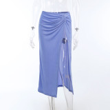 Spring and summer temperament suspenders vest slits long skirt two-piece suit