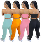 Suspender Sports Casual Pants Two Piece Set