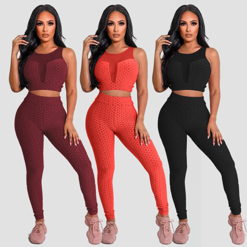 2022 spring and summer solid color sports tight yoga clothes two-piece set