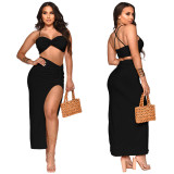 2022 solid color skirt two-piece set