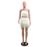 Summer sexy nightclub style sling bag hip skirt short skirt tassel two-piece set
