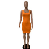Spring/Summer Sexy U-Neck Solid Color Tight Sling Pencil Dress
