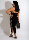 Summer sexy unilateral lace-up slit dress