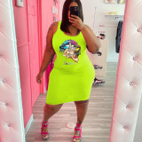plus size solid color sleeveless dress