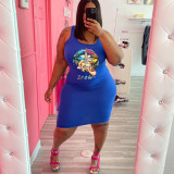 plus size solid color sleeveless dress
