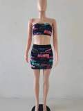 Printed Wrap Breast Skirt Two Piece Set
