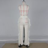 2022 Summer Sexy Knitted Hollow Perspective Tassel Two-piece Set