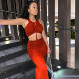 2022 Summer Ribbed Skirt Two Piece