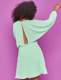 Spring/Summer Casual V-Neck Solid Color Loose Dress