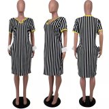 Summer Plus Size Striped V-Neck Dress