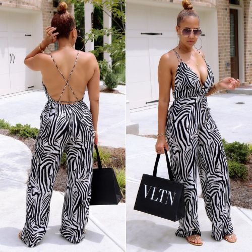 Spring casual striped loose wide-leg straight-leg pants