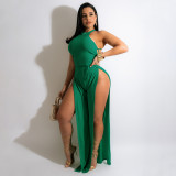 Sleeveless Lace-Up Sexy Backless Slit Jumpsuit