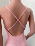 Spring/Summer Ribbed Suspender Backless Jumpsuit  twelve colors