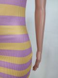 spring stripe  print slip dress