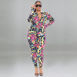 2022 Spring Plus Size Print Sexy Lace Up Jumpsuit