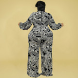 Spring 2022 plus size printed knitted long jumpsuit