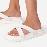 2022 summer plus size 36-43 thick bottom square head casual beach slippers