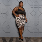 Plus Size Sexy Package Hip Sling Print Dress